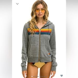 Aviator Nation - 5 Stripe Hoodie - Heather Grey - S